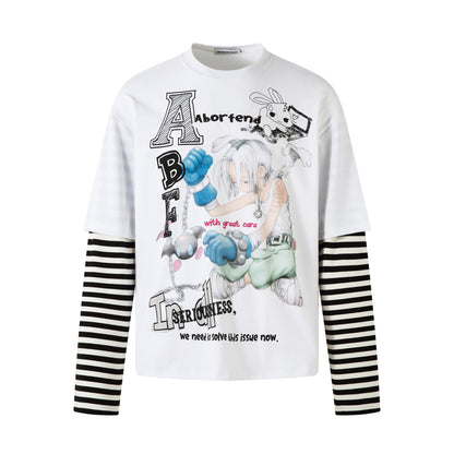Fake two round neck hoodies for men