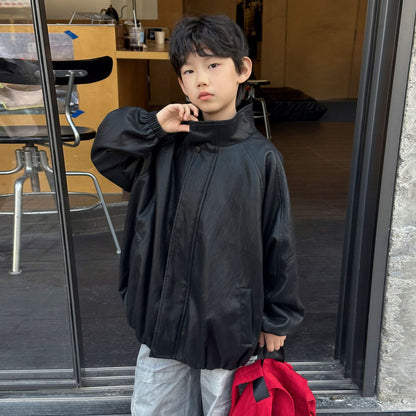 Children's leather jacket for men