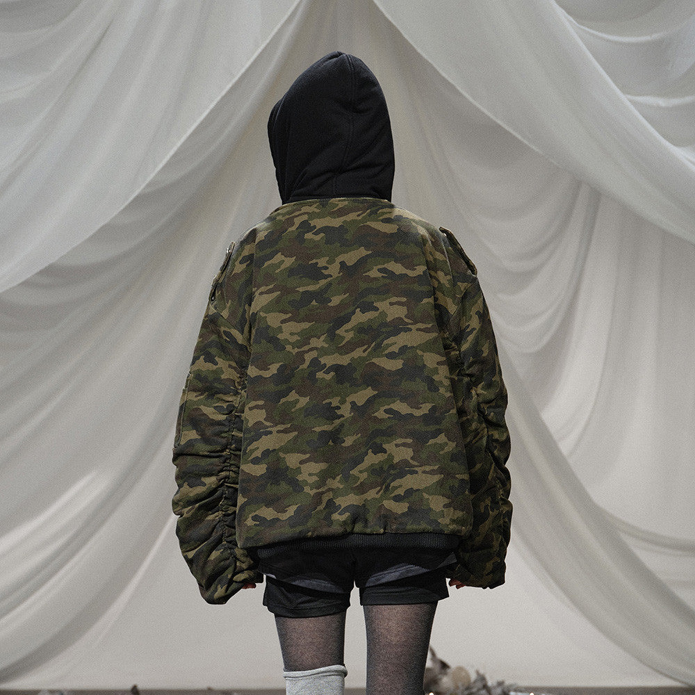 Broken hole hooded fake two coats