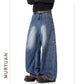 Pleated Baggy Wide-Leg Tapered Denim Pants for Men