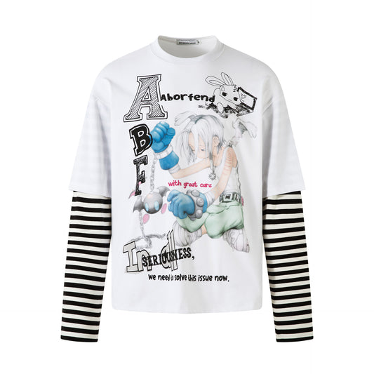 Fake two round neck hoodies for men